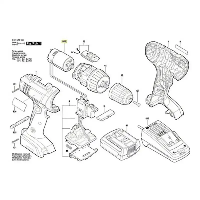 Motor para parafusadeira/furadeira GSR 1080-LI 10.8V 2609199366 Bosch — fotografia 4