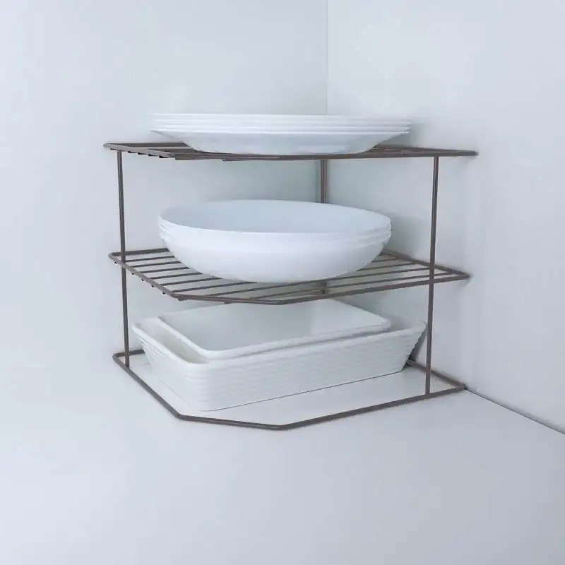 Organizador porta pratos horizontal viena 3 níveis em aço lavanda 990846 BEL BEL FIX — fotografia 3