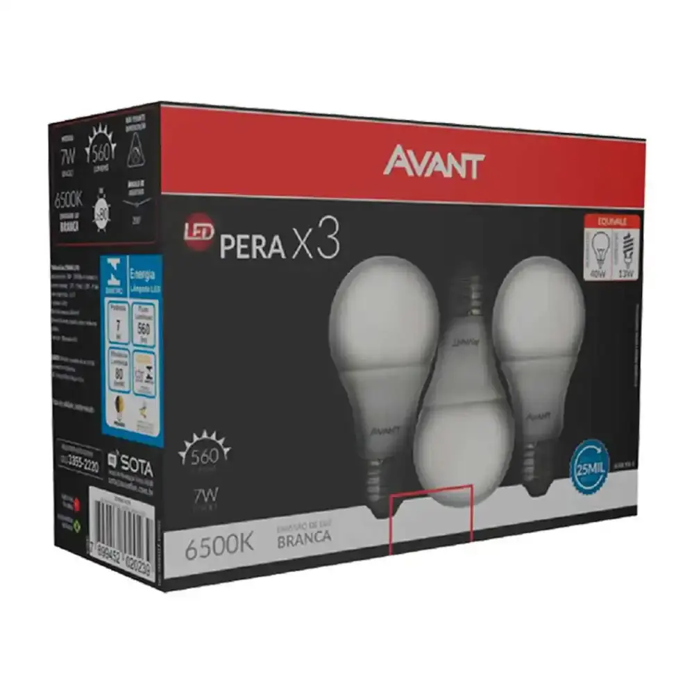 Lâmpada LED pera 7W bivolt 6500K com 18 unidades Avant — fotografia 4