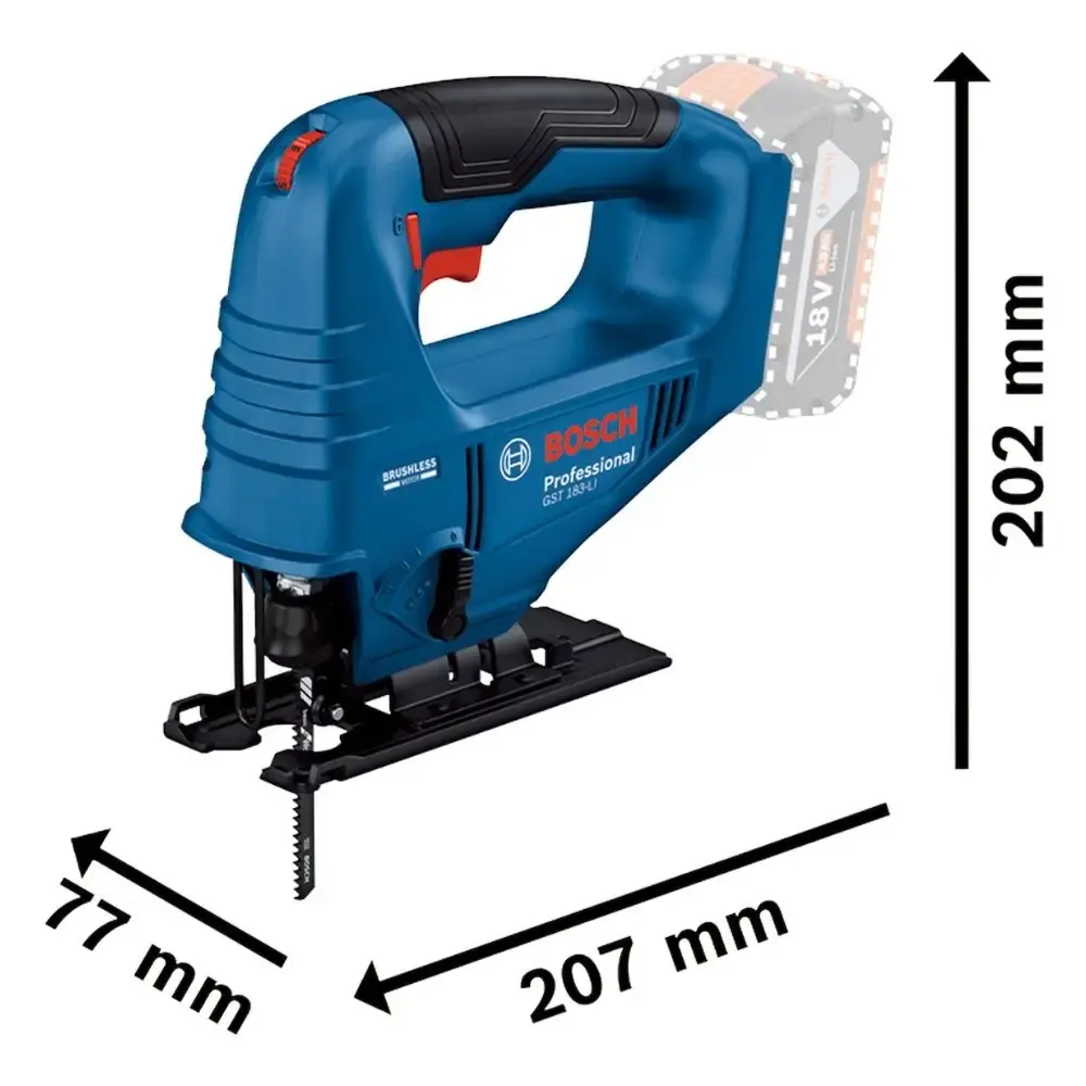 Serra tico-tico a bateria 18V brushless GST 183-LI sem carregador e bateria Bosch — fotografia 3