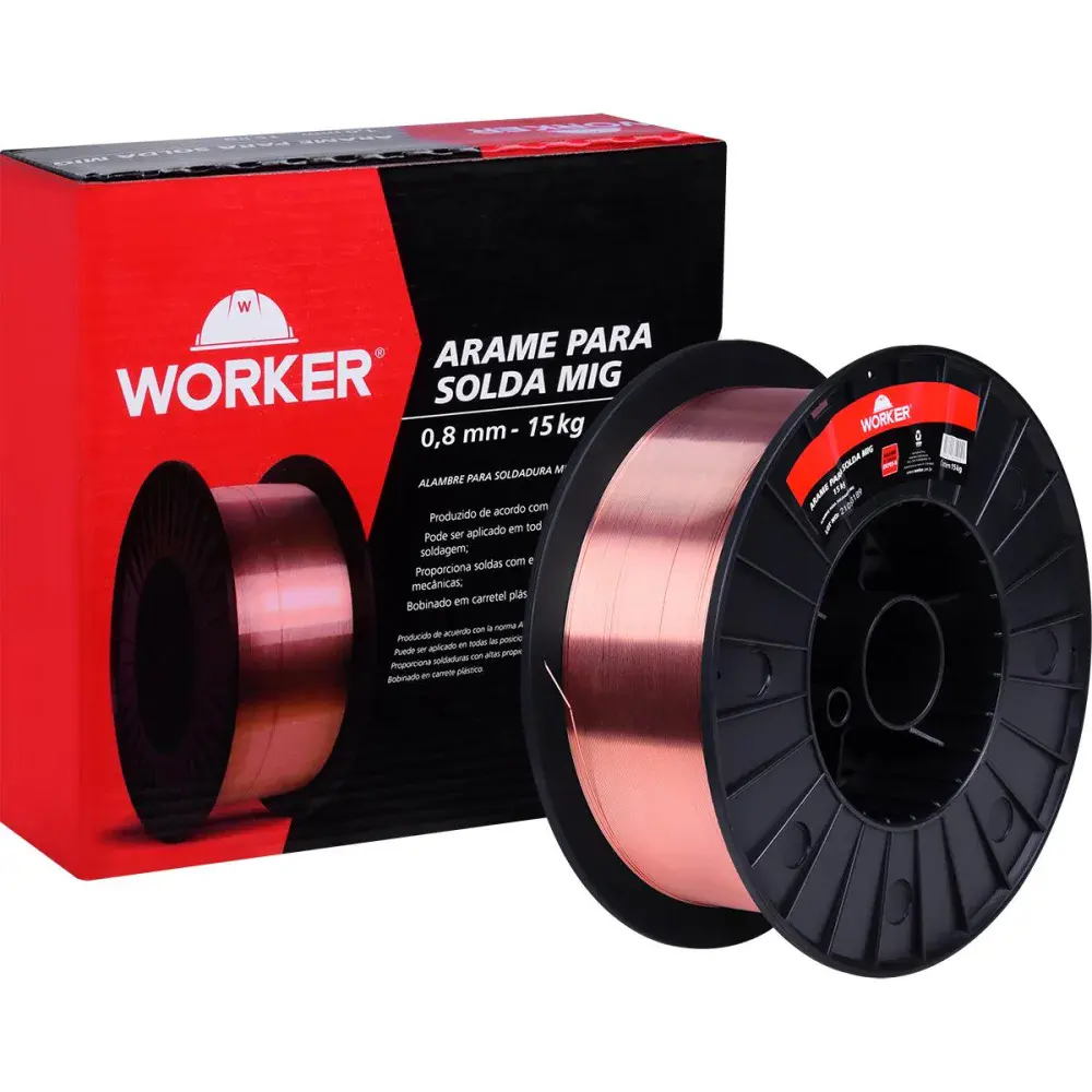 Arame de solda mig 0,8MM carretel em plástico 15KG da Worker