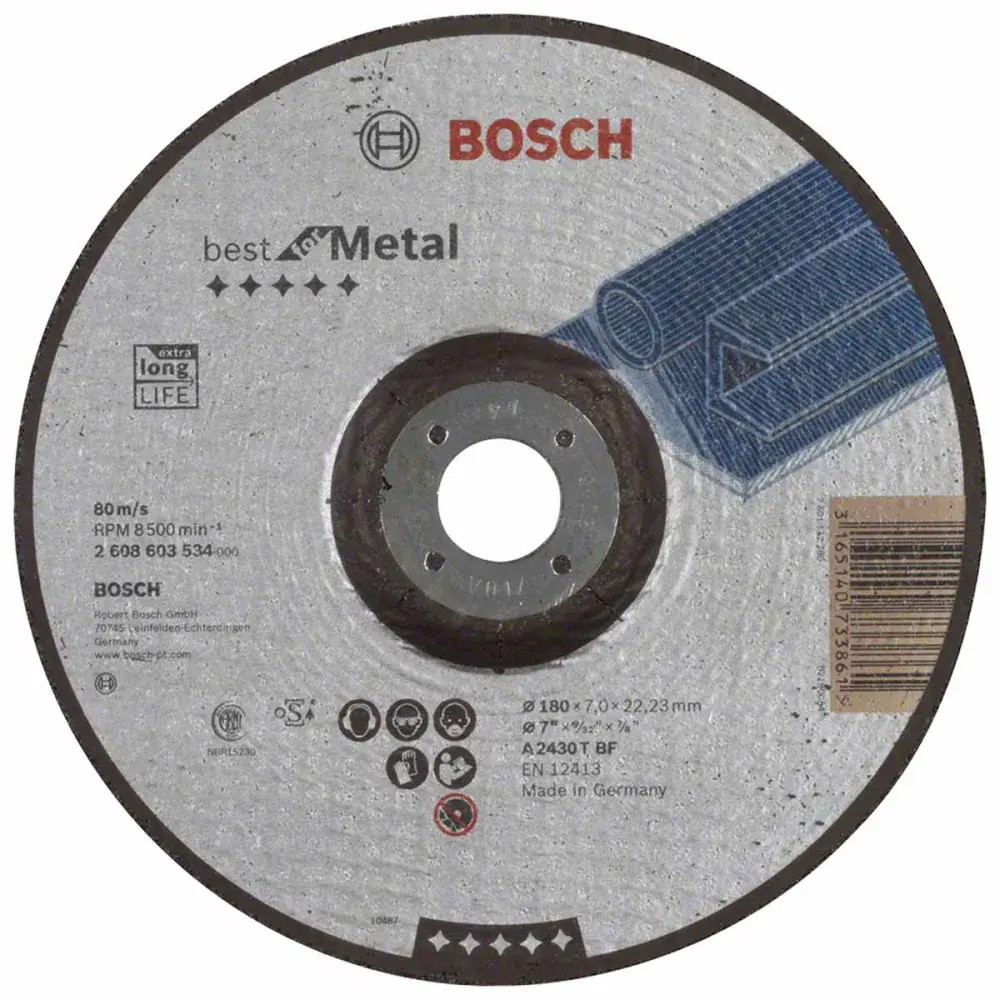 Disco de desbaste metal centro deprimido 180MM 7MM Bosch — fotografia de referência