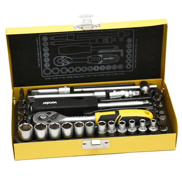 Jogo soquete sextavado e bits ponteiras encaixe 1/4 4-13MM - Vonder