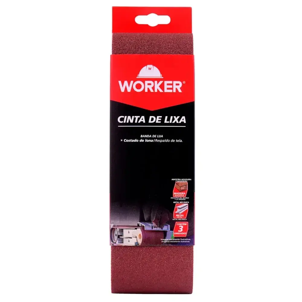 Lixa cinta 100X610MM grão 40 costado de lona 3 peç Worker — fotografia 2