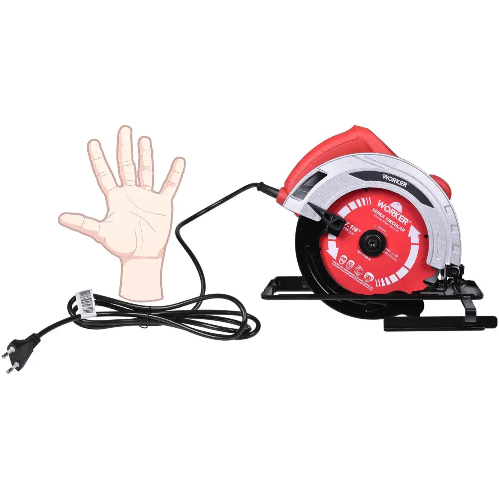 Serra circular elétrica 7.1/4 5000RPM 1300W 220V Worker — fotografia 6