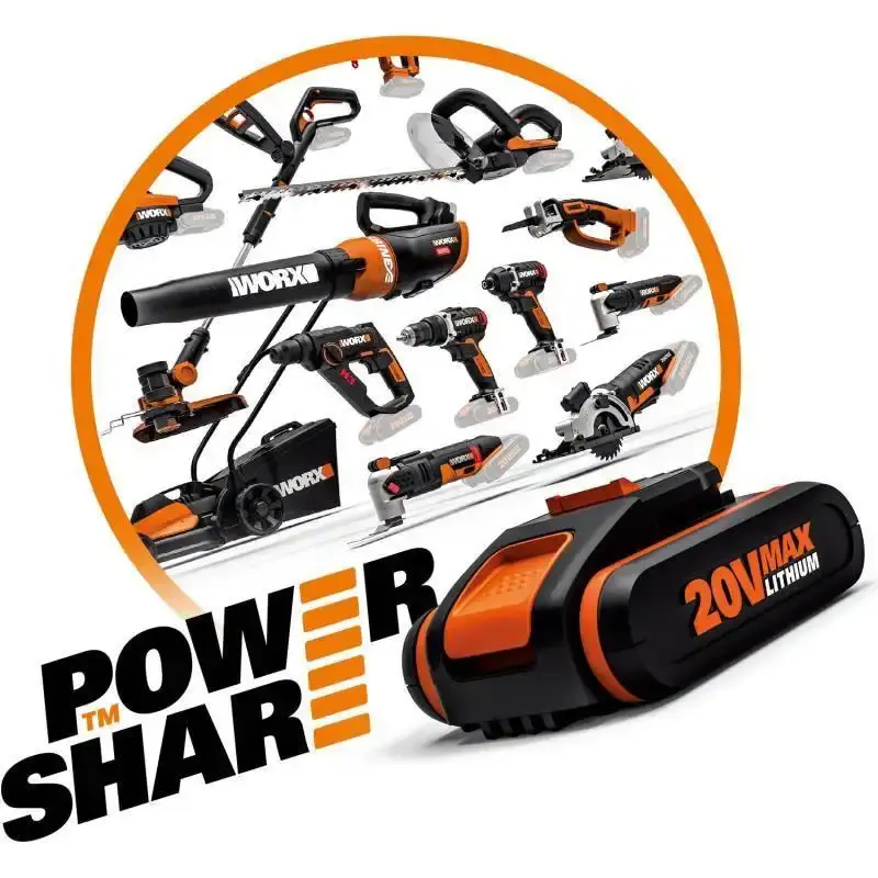 Kit esmerilhadeira angular à bateria 20V com bateria 4AH e carregador power share Worx — fotografia 6