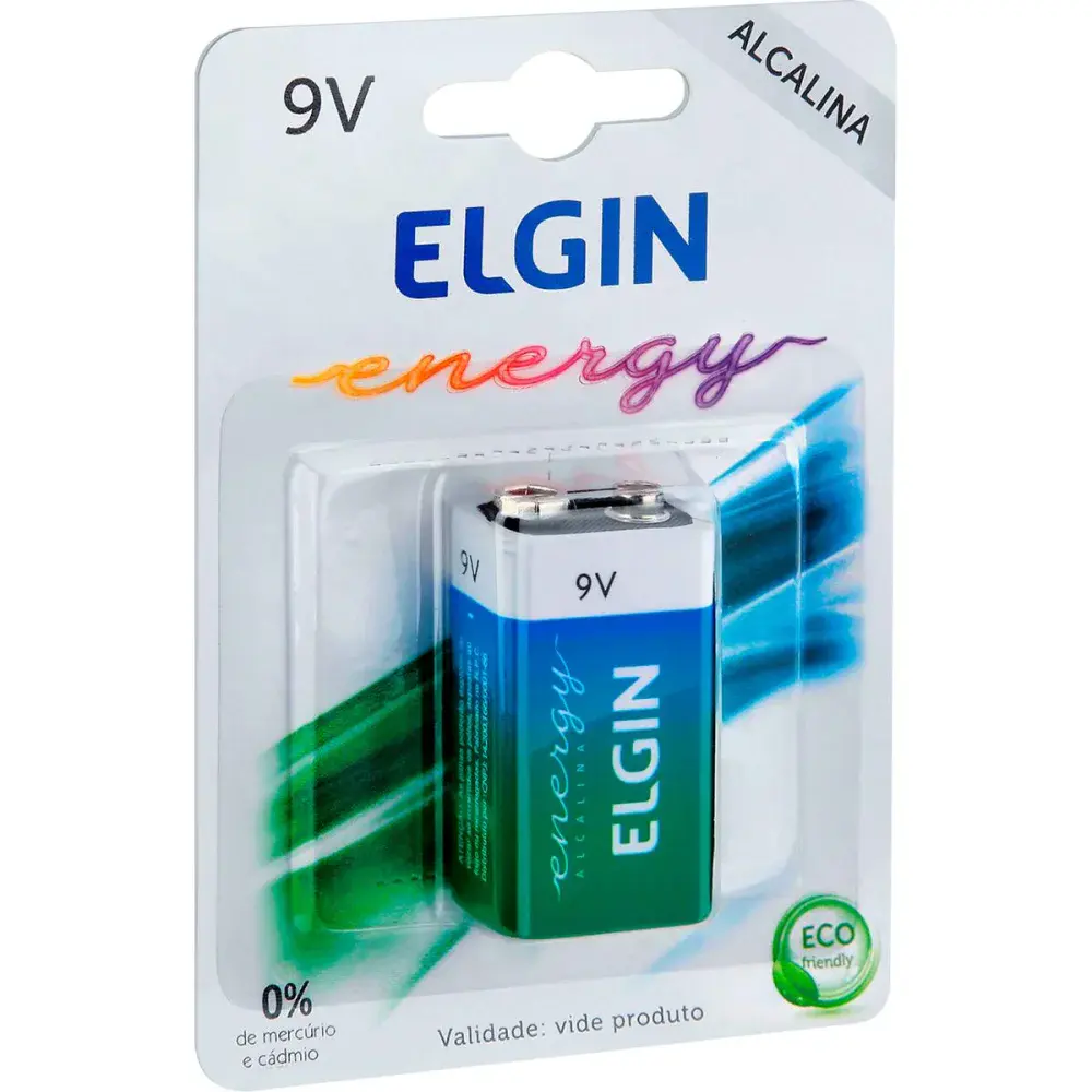 Bateria alcalina energy 9V Elgin