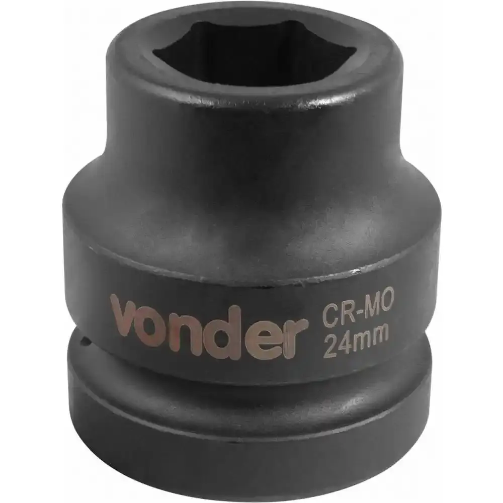 Soquete Sextavado Impacto Encaixe 1 polegada 24MM Cromado VONDER — fotografia 3