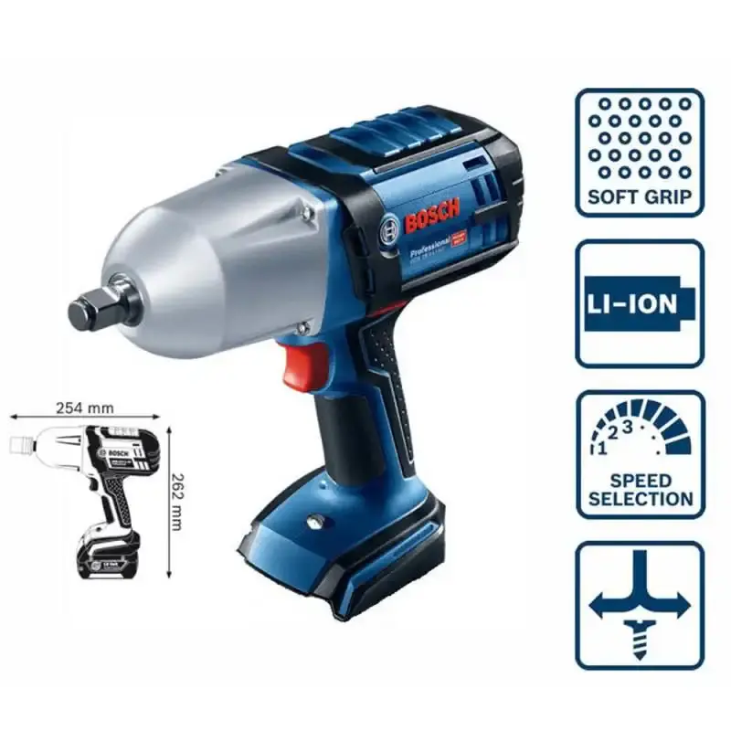 Chave de Impacto 18V 1/2 POL 650Nm 18V GDS 18V-LI HT s/ Bateria e Carregador BOSCH — fotografia 3