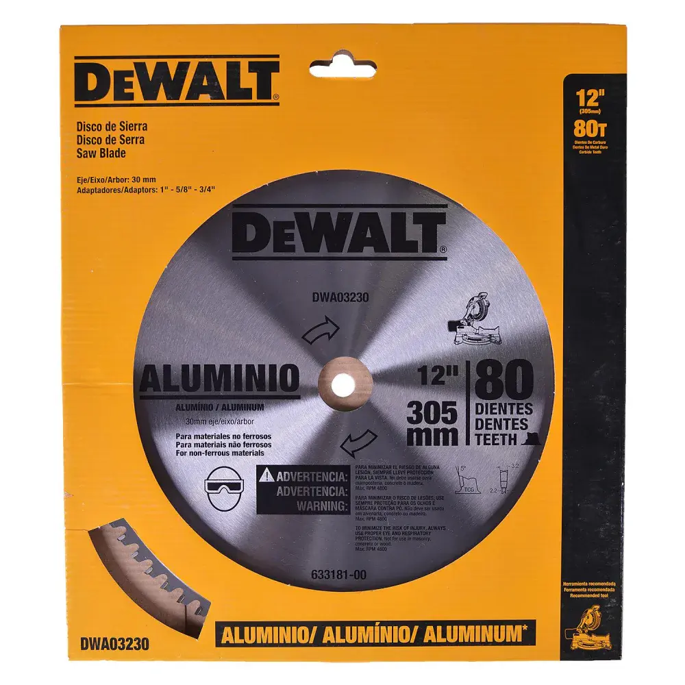 Disco de serra esquadria 12 305MM para alumínio DWA03230 Dewalt — fotografia 5
