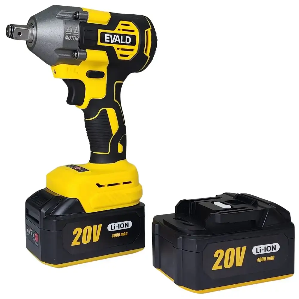 Chave de impacto 1/2 POL 20V brushless 2 baterias, maleta e kit 5 soquetes EV-7600S Evald — fotografia 2