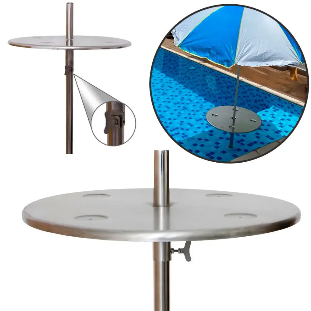 Kit mesa inox para piscina e chumbador para fixação bar molhado Evald — fotografia 3