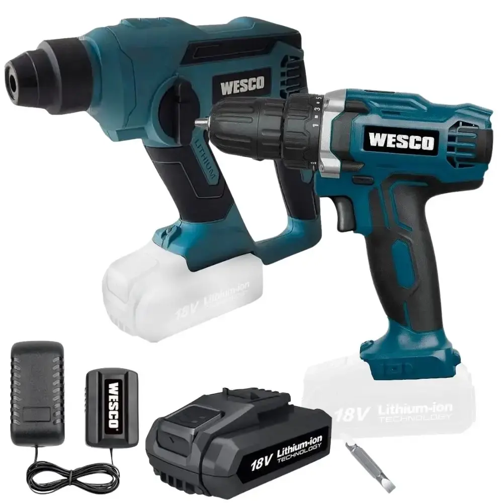 Parafusadeira e furadeira 18V com bateria e carregador martelete plus 18V WS2990.9 Wesco