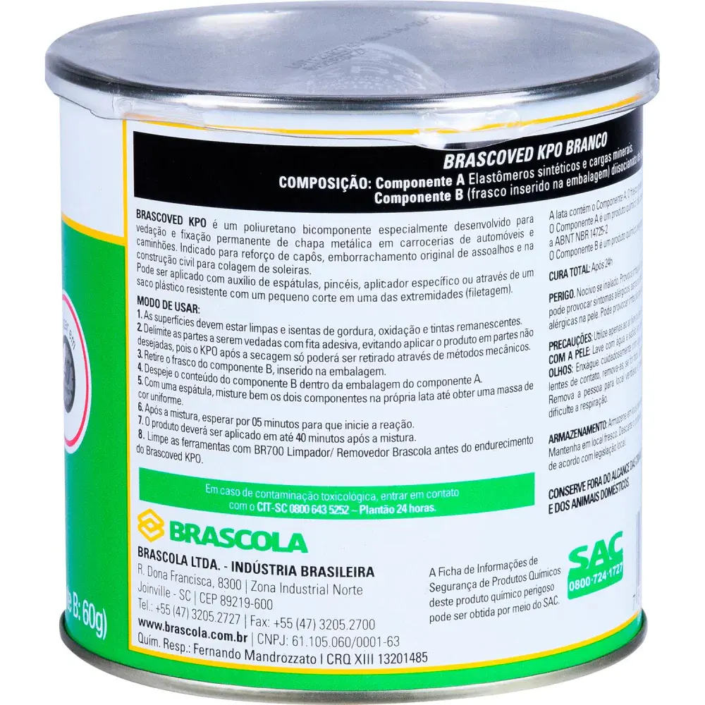 Brascoved kpo poliuretano bicomponente 440G - branco Brascola — fotografia 3