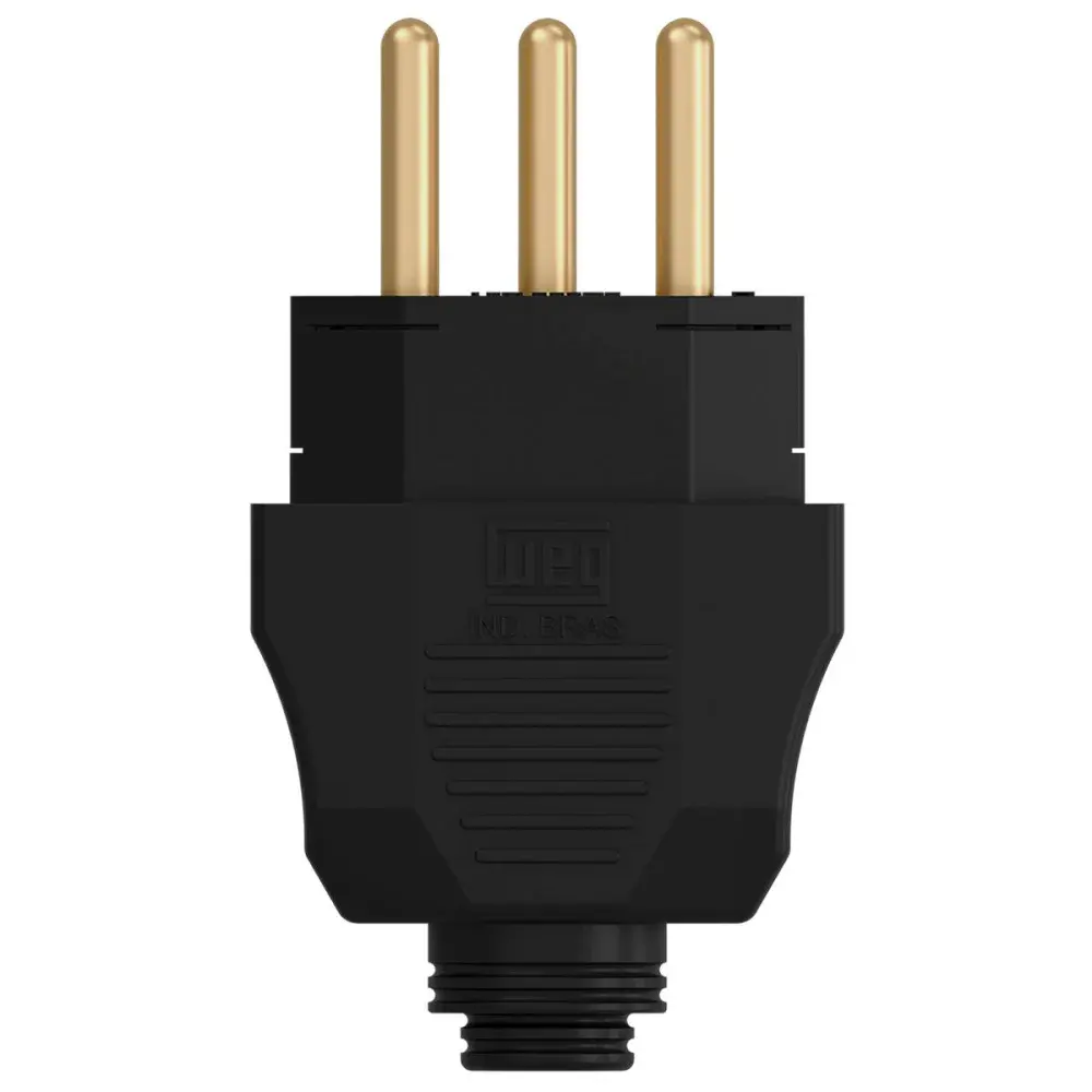 Plugue macho com 3 pinos 10A preto com 120 unidades WEG