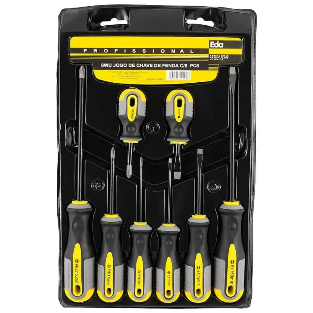 Jogo de chave fenda e philips com 8 peças 8WU Eda