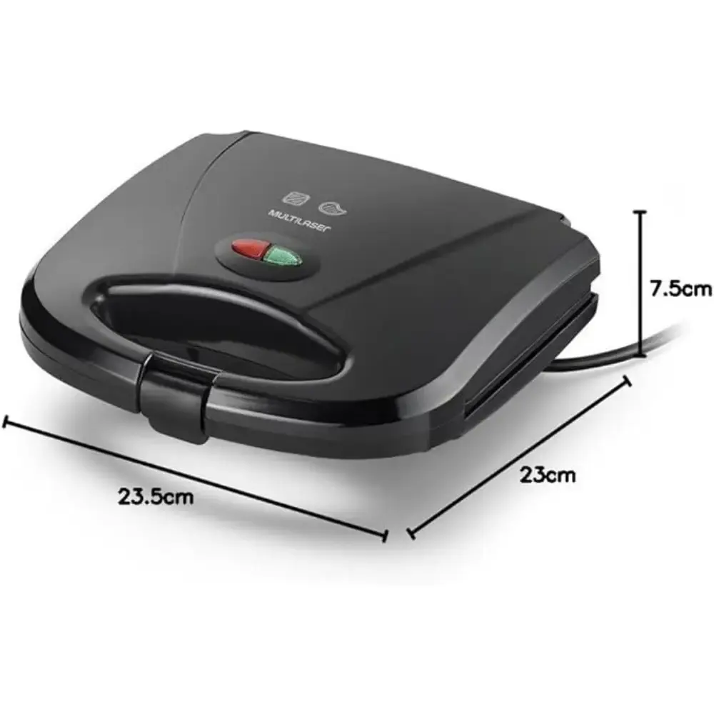 Sanduicheira e minigrill com chapa antiaderente dupla ondulada 750W Multilaser 110 V — fotografia 5