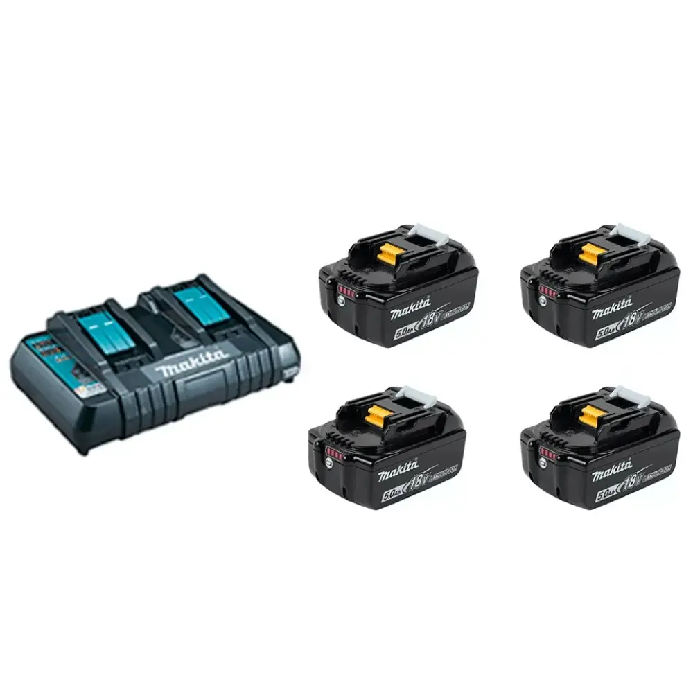 Soprador de folhas a bateria 36V com 4 baterias 5,0AH 18V e carregador bivolt Makita — fotografia 3
