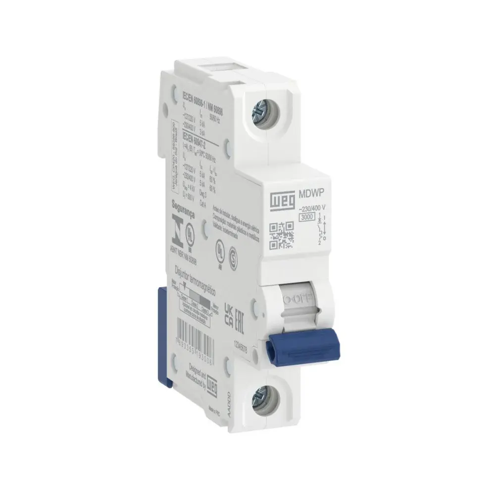 Disjuntor unipolar mdwp din curva c 32A 3KA WEG