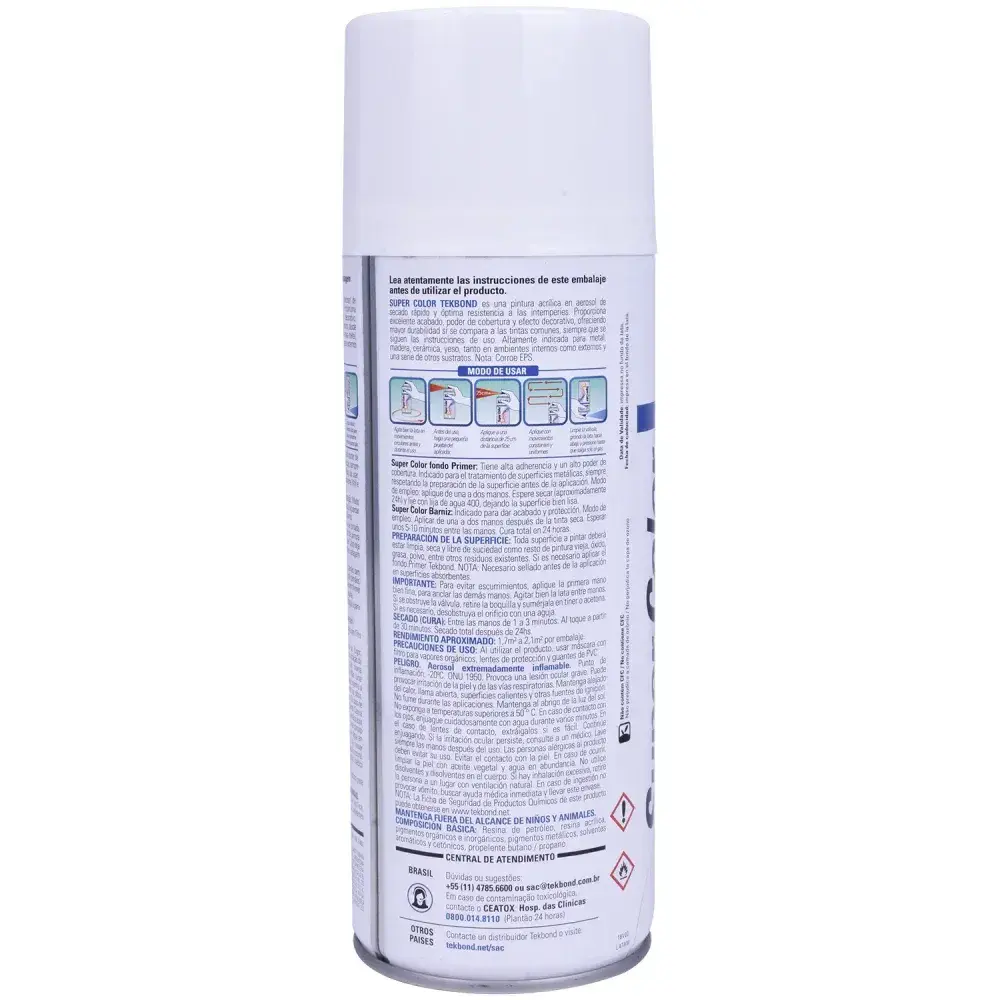 Tinta spray uso geral branco fosco 350ML Tekbond — fotografia 7