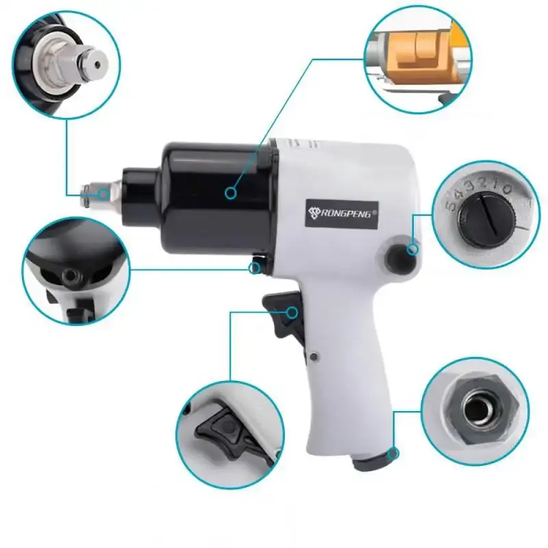 Chave de Impacto Pneumática 1/2 POL 58 KGFM 7500 RPM c/ Kit 17 Peças RP7807 RONGPENG — fotografia 5