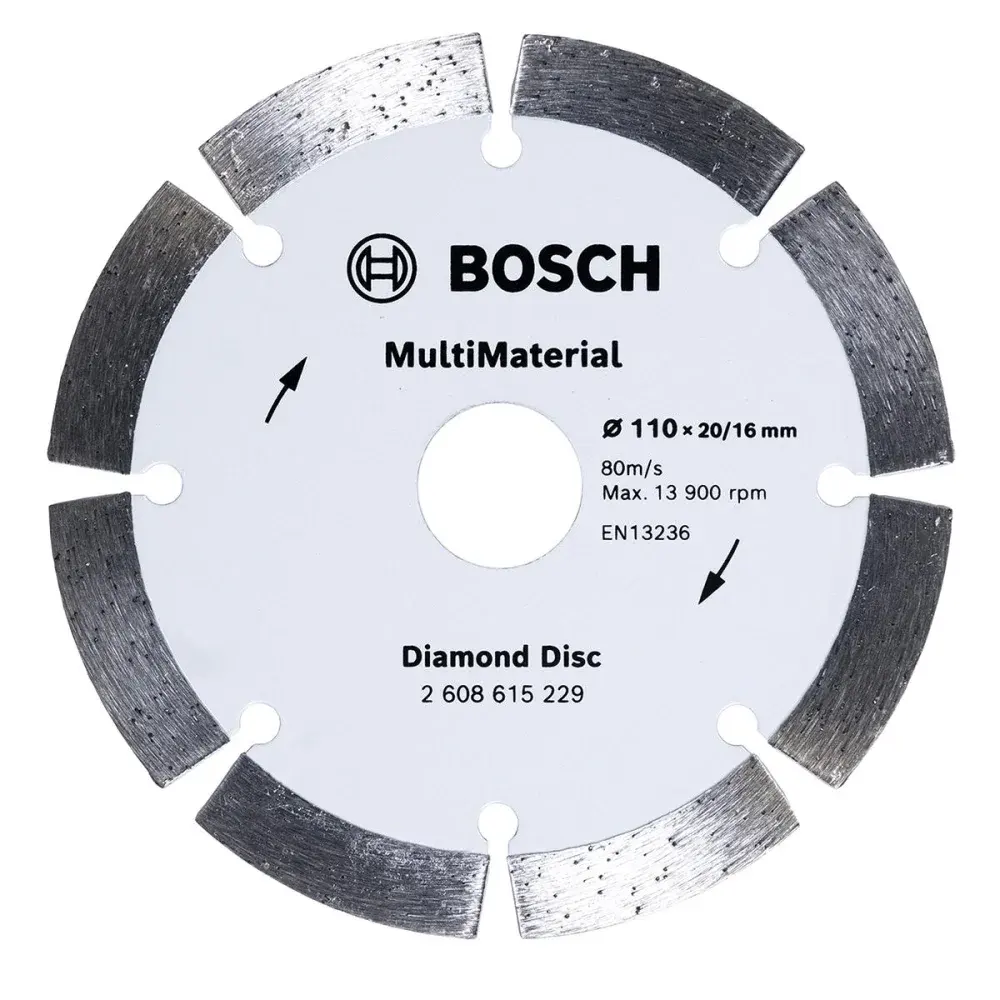 Disco de corte diamantado 110MM 8 dentes para serras mármore Bosch — fotografia de referência