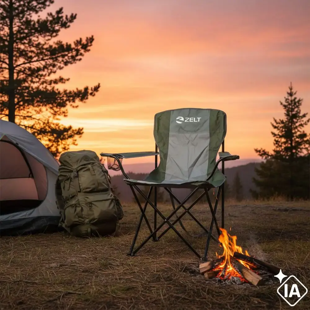 Cadeira Camping de Araguaia 120 kg com Braço e Porta Copo Verde ZELT — fotografia 3