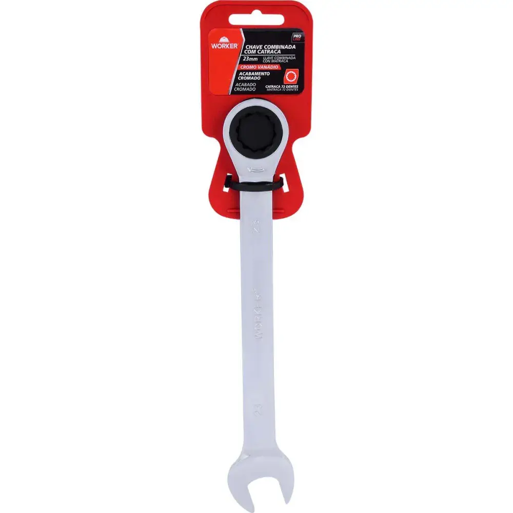 Chave combinada com catraca cromo vanádio 23MM Worker — fotografia 6