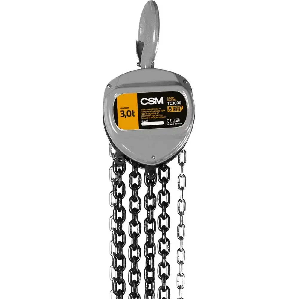 Talha manual de corrente 3 TON elevação 5 metros TC 3000 CSM