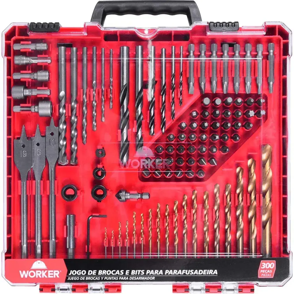 Jogo de brocas e bits para parafusadeira com 300 peç Worker — fotografia 6