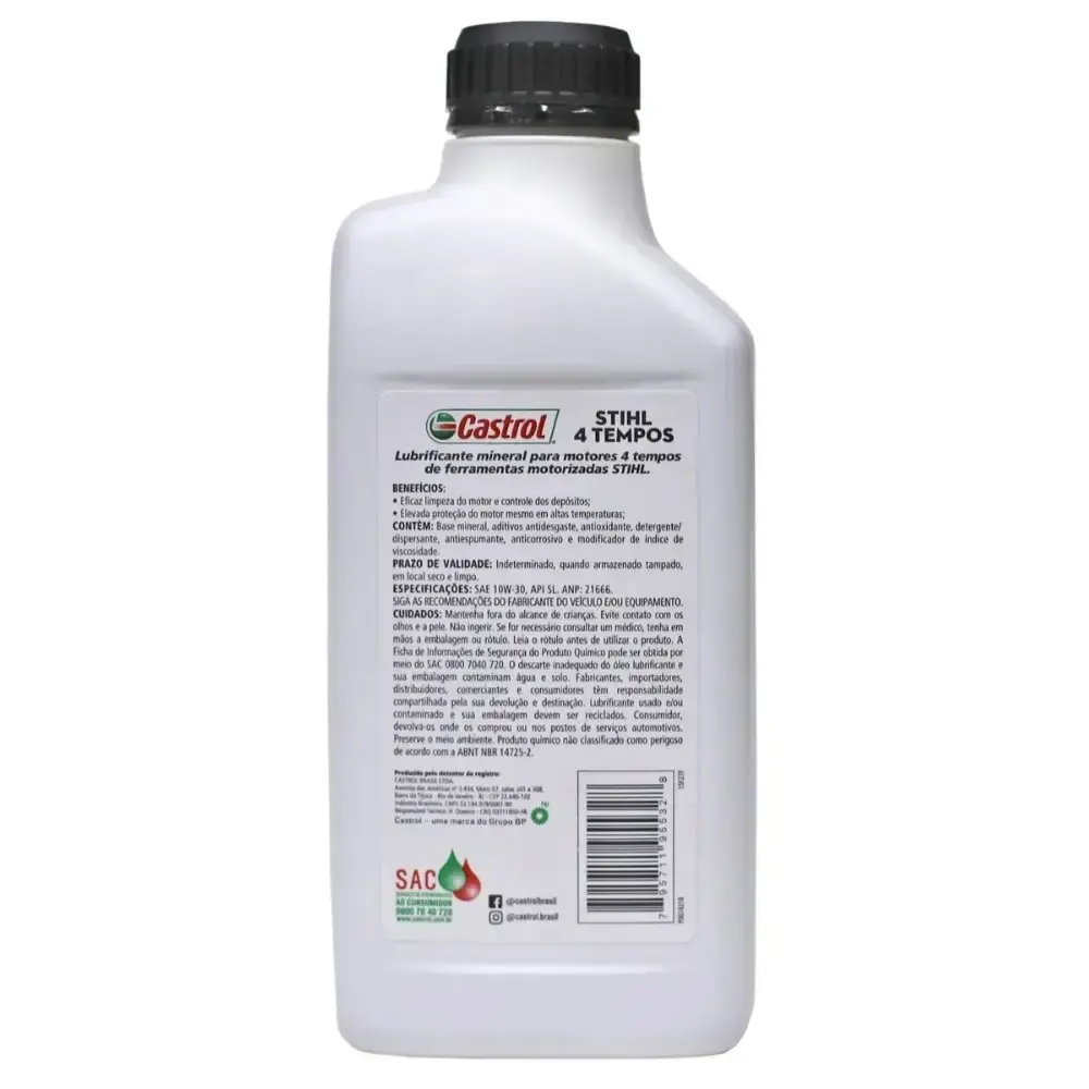 Óleo castrol 4 tempos 1 litro SAE 10W 30 Stihl — fotografia 5
