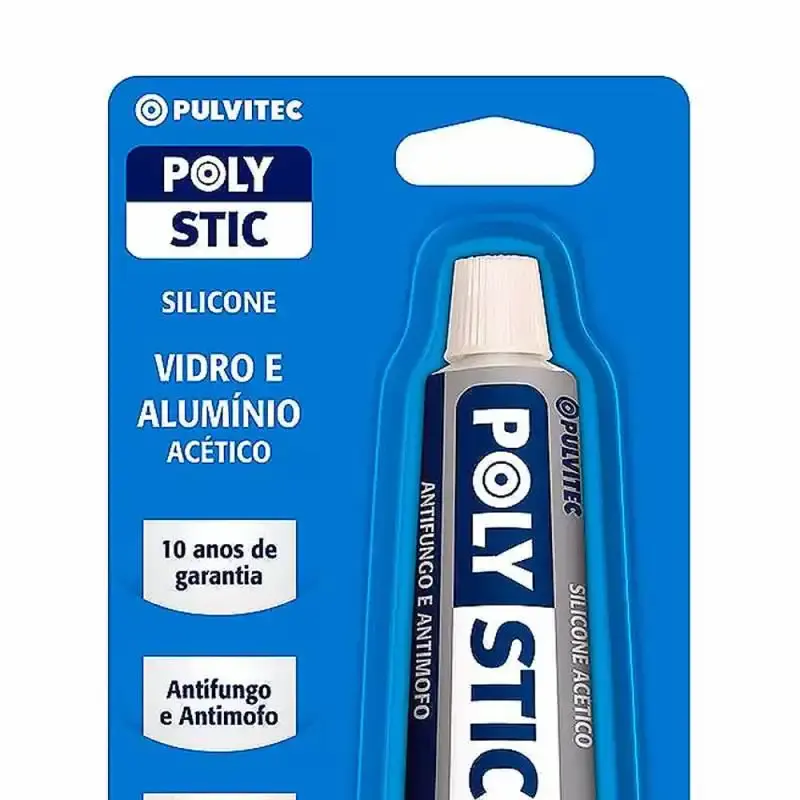 Silicone incolor acético bisnaga 50G para vidro e alumínio ZK110 Pulvitec — fotografia 2