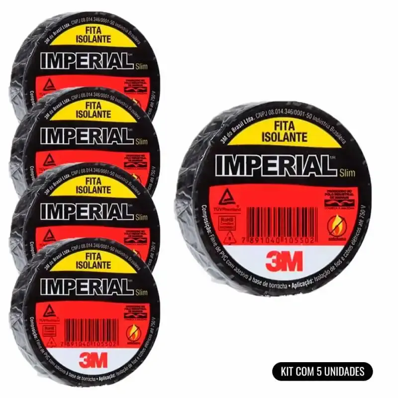 Fita isolante Imperial 20 metros kit com 5 unidades 3M