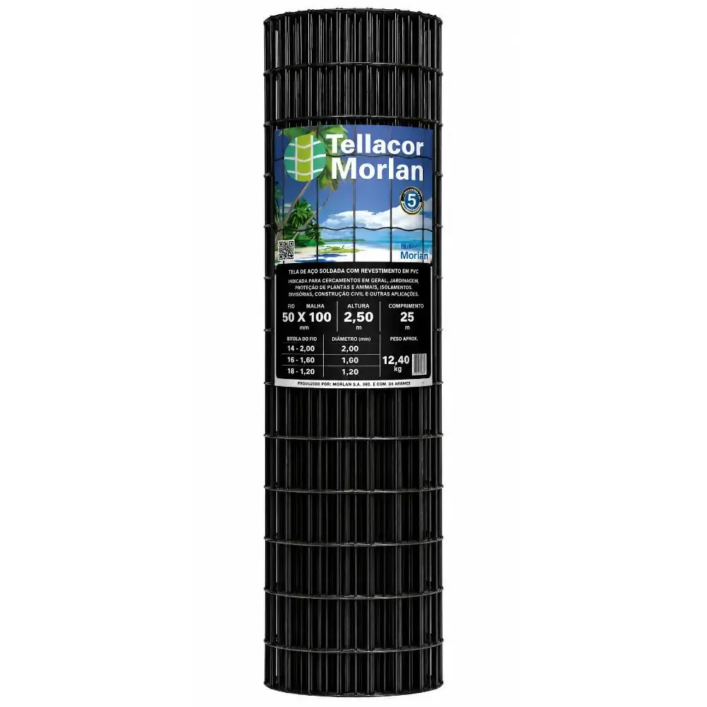 Tela Multiuso Revestida PVC Tellacor 1,5 x 25M Preta MORLAN