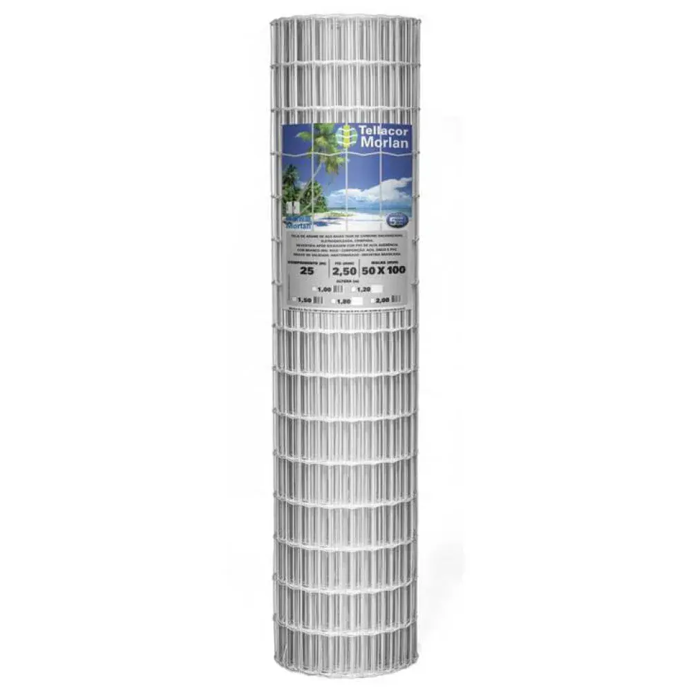 Tela soldada 25M 5X10 fio 2,50X1,20 branca Morlan