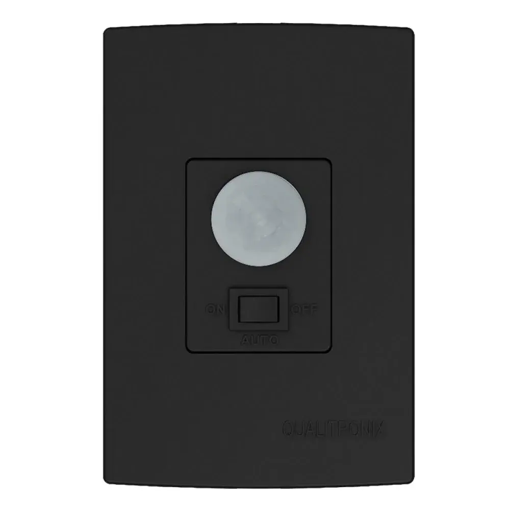 Sensor de presença multifuncional preto de embutir Qualitronix