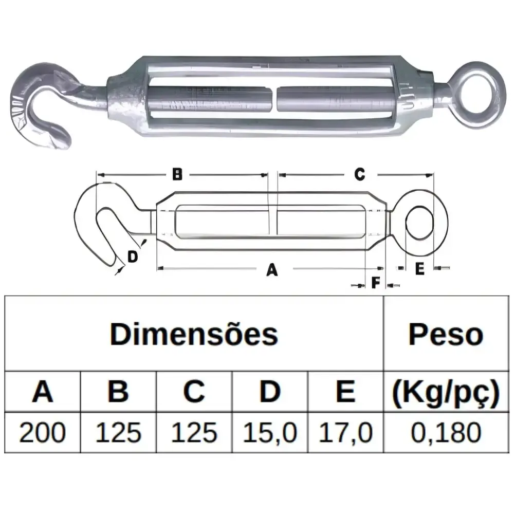 Esticador para cabo de aço gancho olhal 1/2 POL 145KG Belenus — fotografia 5