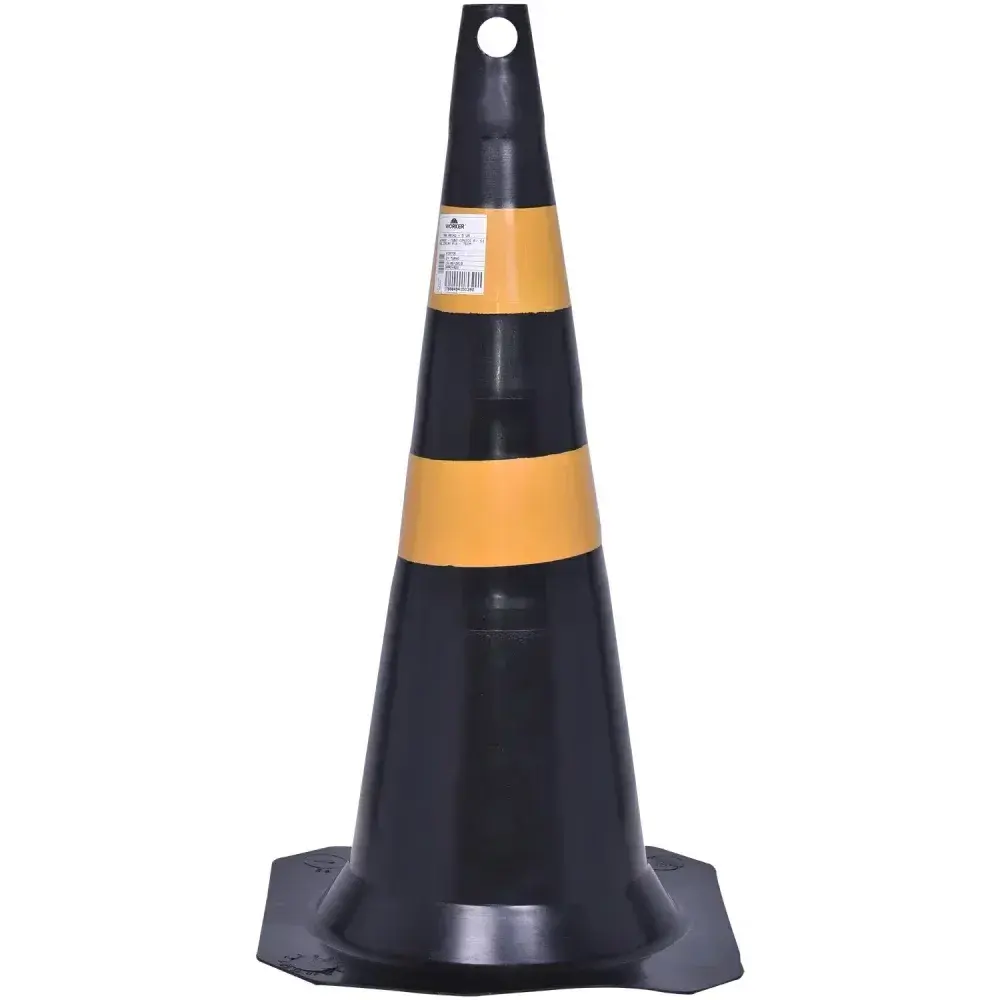 Cone para sinalização em pvc amarelo e preto 75CM Worker — fotografia 6