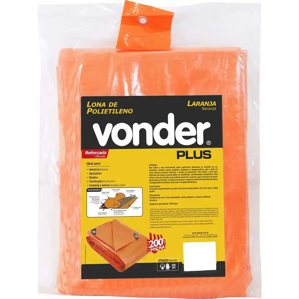Lona Reforçada de Polietileno Laranja 10m x 10m VONDER — fotografia 4