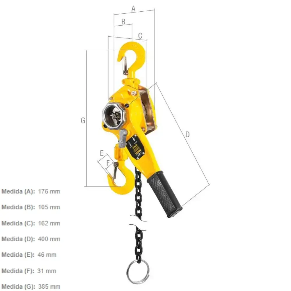 Talha manual com alavanca capacidade 1.5 TON elevação 3 metros TA315 Vonder — fotografia 3