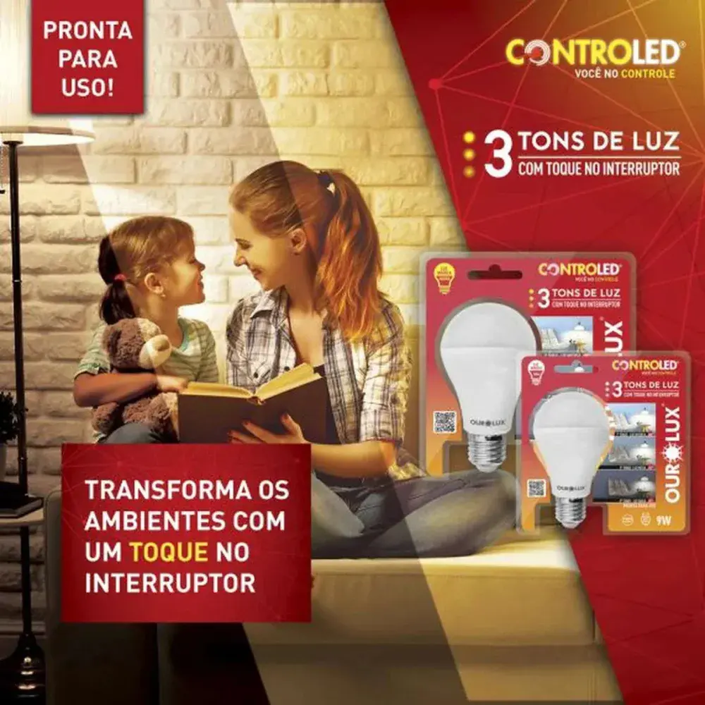 Lamp led 3 intensid. 9W 2700K biv E27 Ourolux — fotografia 2