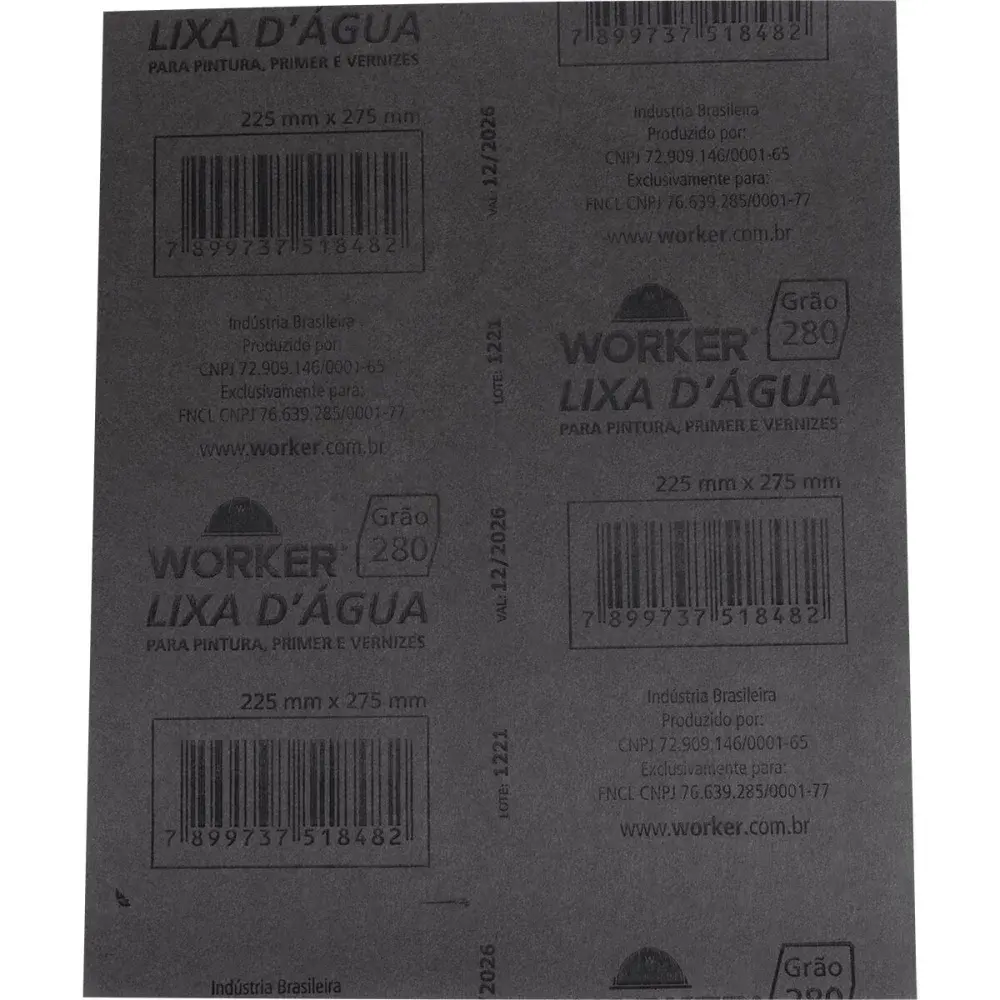Lixa d água grão 280 225MM x 275MM Worker — fotografia 3