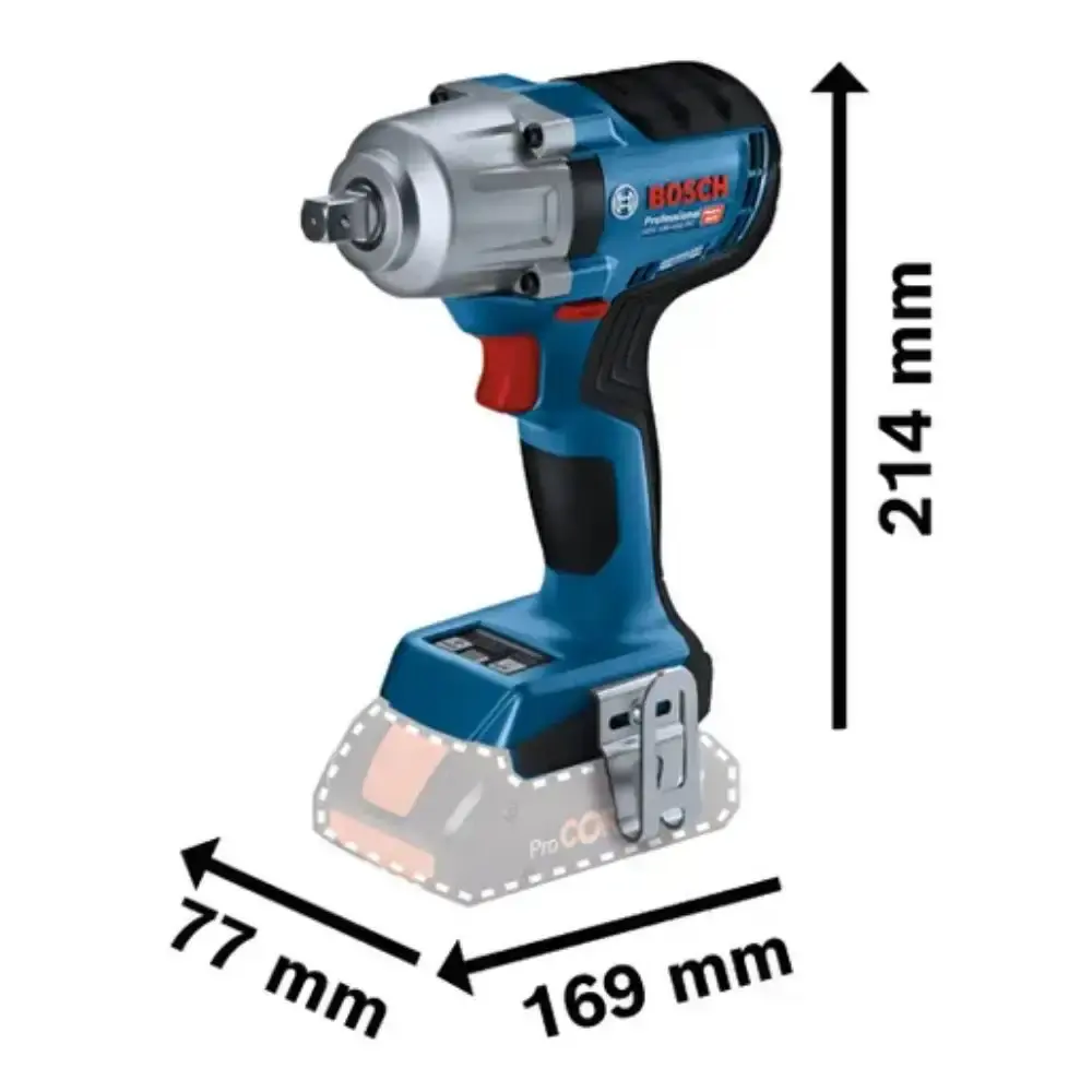 Chave de Impacto 18V 450 Nm Encaixe 1/2 POL GDS 18V-450 PC sem bateria e carregador BOSCH — fotografia 2