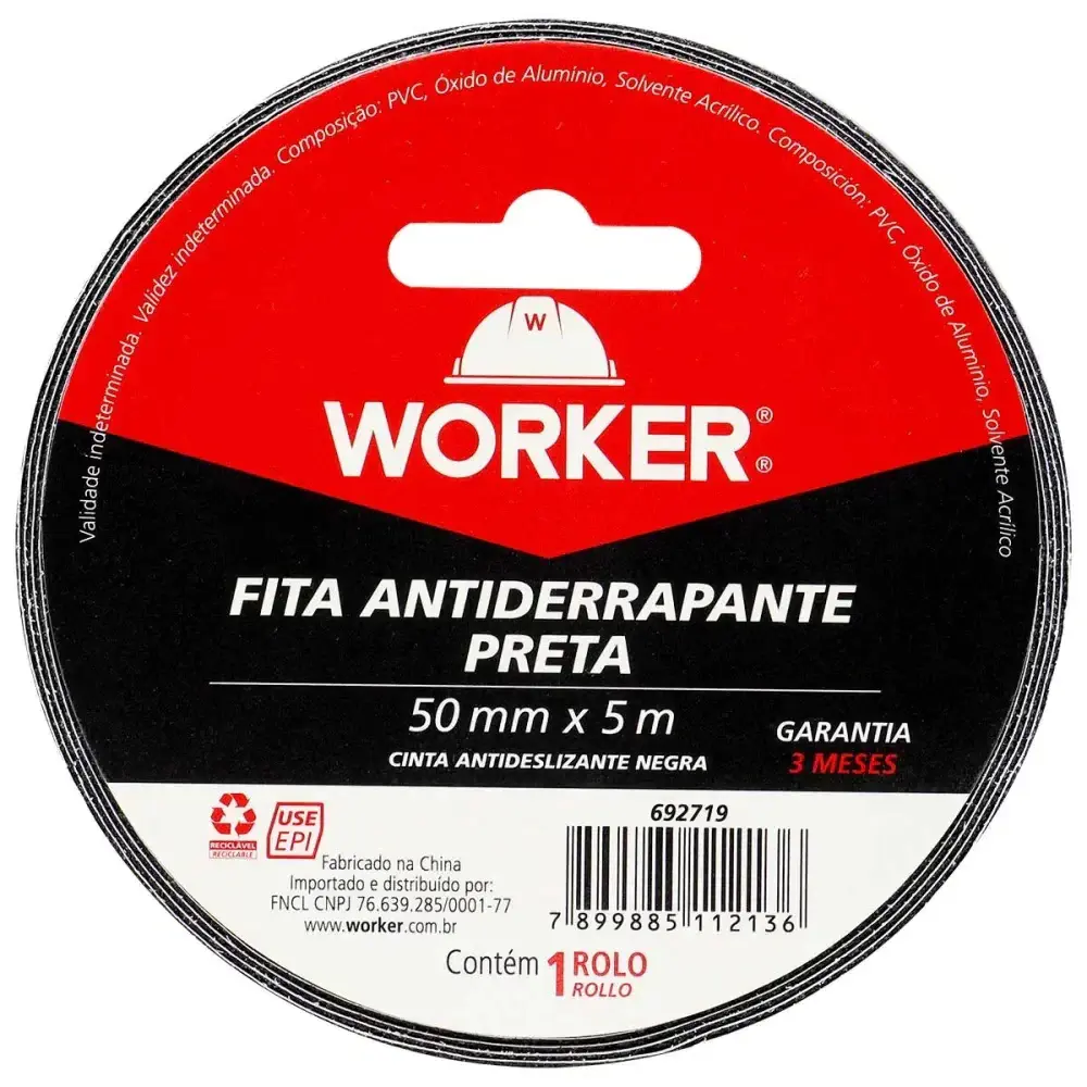 Fita antiderrapante 50MM x 5M preta Worker — fotografia 8