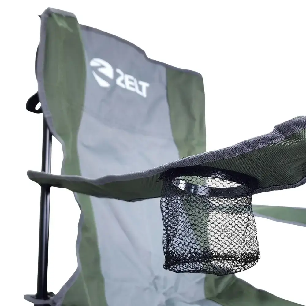 Cadeira Camping de Araguaia 120 kg com Braço e Porta Copo Verde ZELT — fotografia 4