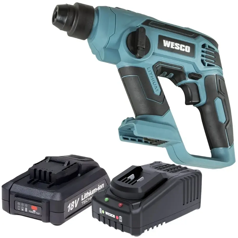 Martelete rotativo sds-plus com bateria 18V 2AH e carregador bivolt Wesco
