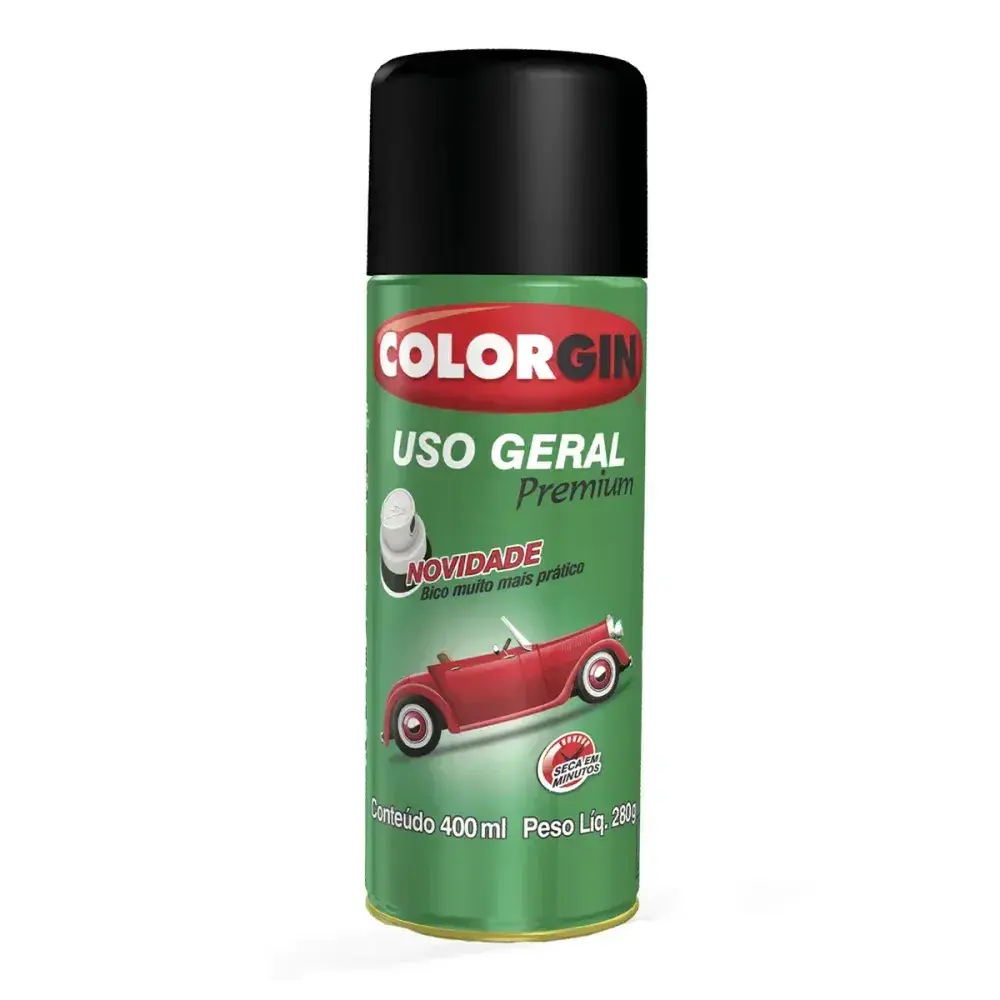Tinta spray uso geral preto fosco Colorgin — fotografia 2