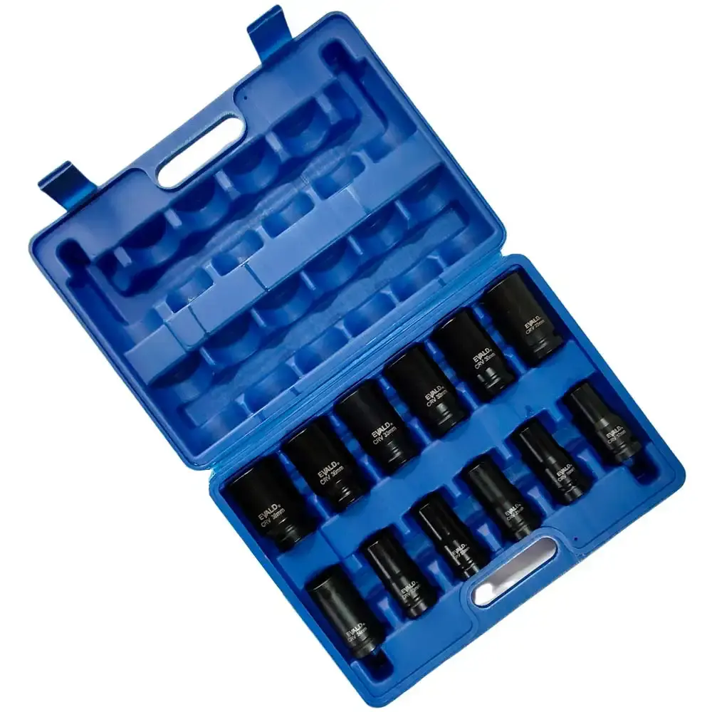 Jogo soquetes longos de impacto 3/4 POL de 17 a 38 MM kit 12 peças EVSLI-12 Evald — fotografia 6