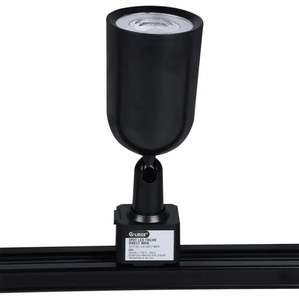Kit trilho direct led com 3 luminárias 6W 6500K preto bivolt Liege — fotografia 8
