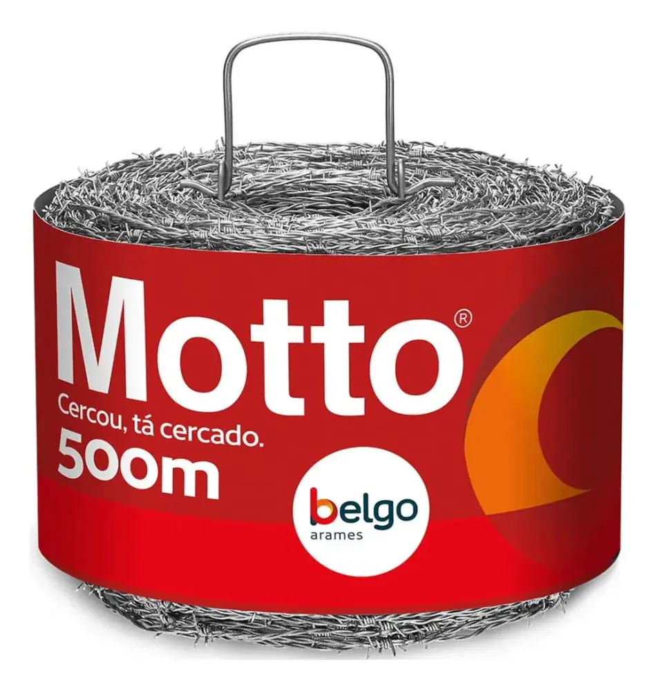 Arame farpado 1,60MM 500M motto Belgo zincado triplo